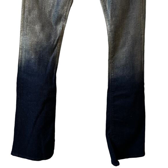 NWT Hudson Womens Barbara Ombre Foil Coated High Rise Bootcut Jeans 23 Goth Punk - Picture 5 of 11